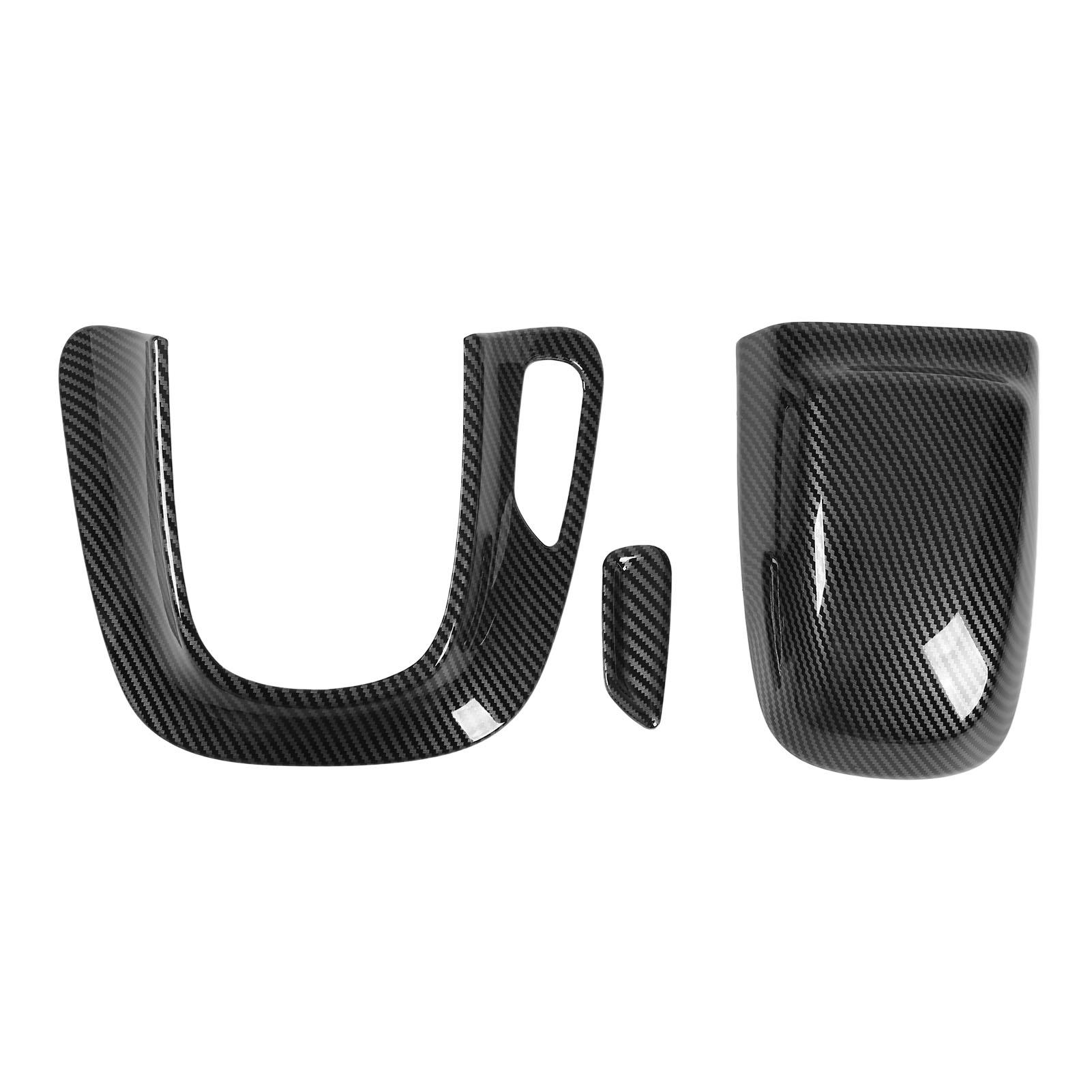 

3 Pcs Front Seat Headrest Trim Cover Carbon Fiber Style Button Ring Frame Protector Replacement for Mercedes‑Benz