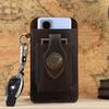 Geantă de Talie Tactică pentru Telefon Mobil din Piele Naturală pentru Bărbați - Stil Sportiv Crazy Horse