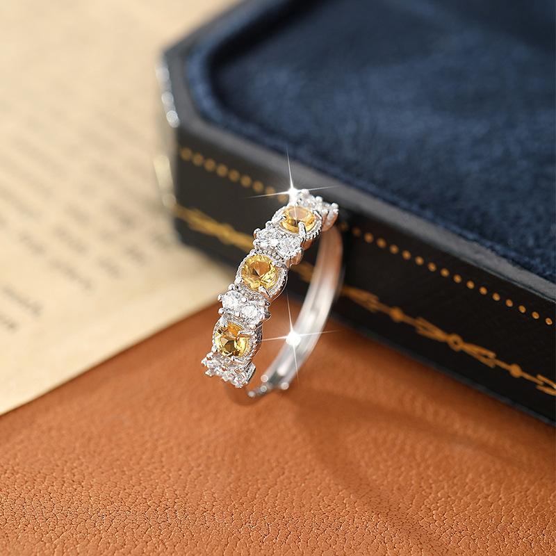 Shining Western Regions Colored Treasure Natural Crystal Stone Jewelry S925 Sterling Silver Niche Light Luxury Ring Women's Fashion Jewelry Gifts