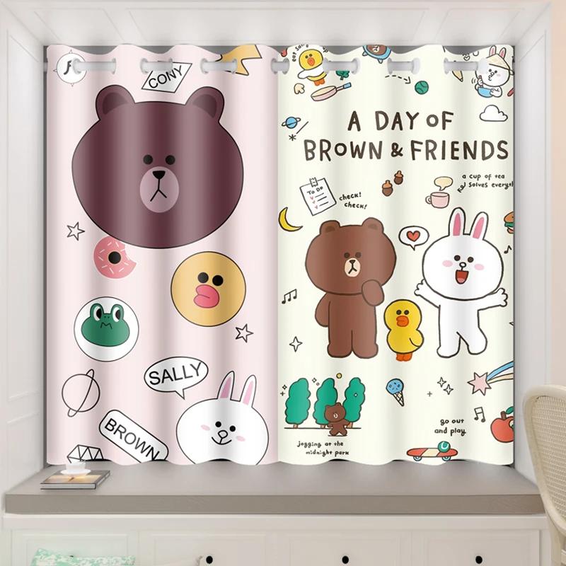 Children's Room High Shading Curtain Boys and Girls Room Bedroom Cartoon Curtain 2023 New Punch Cartoon Pattern Curtain 2 Pieces