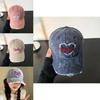 Vintage Style Cotton Denim Baseball Cap For Women With Wide Brim And Distressed Design