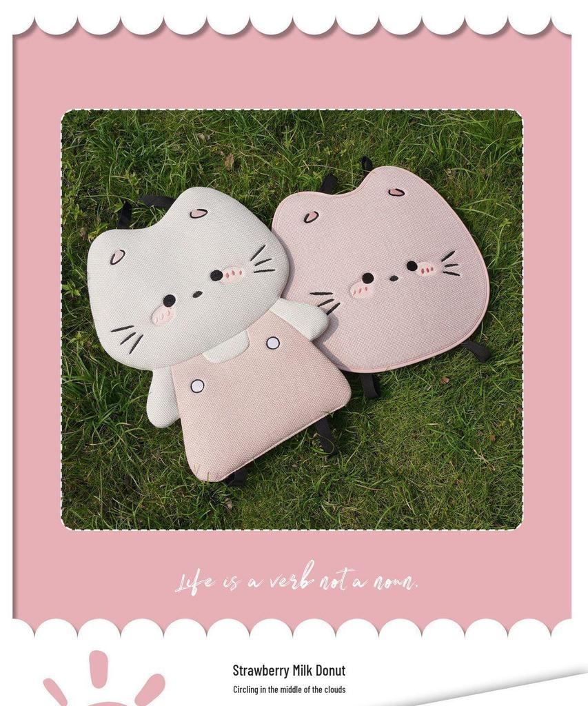 Leinen-Autositzkissen mit 3D-Kätzchenmotiv: Belüfteter, atmungsaktiver, kühler und hübscher Universal-Hut für Damen – perfekt für alle Jahreszeiten