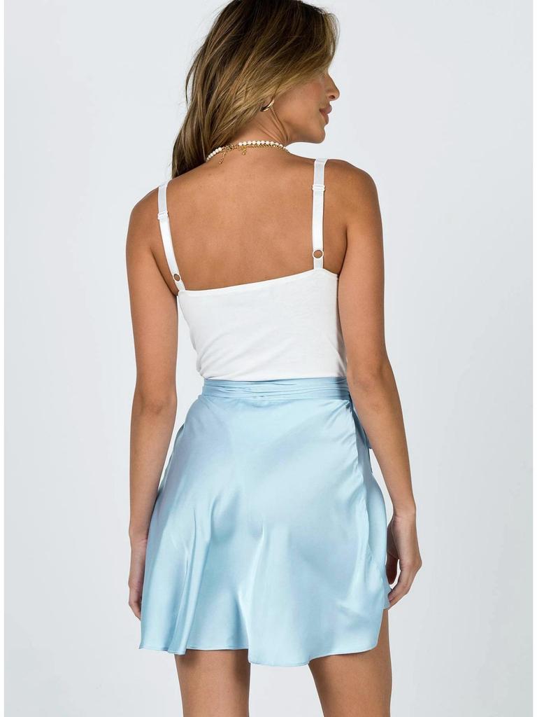 Einfarbiger Rock mit hoher Taille, modischer, einteiliger Schnür-Kurzrock, Chiffon-Satin-umwickelter Minirock