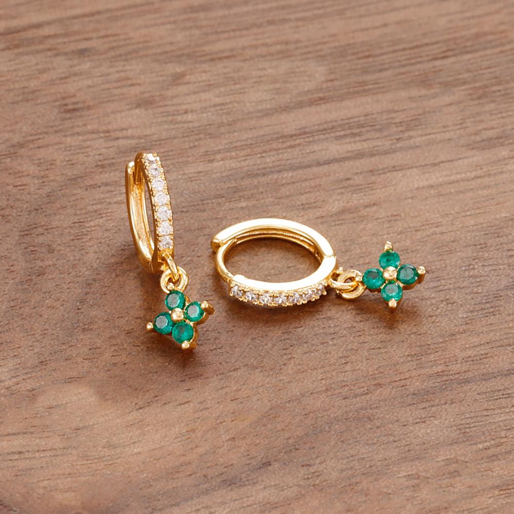 Luxury Stainless Steel Small Dangle Earrings Crystal Zirconia Flower Pendant Earrings Hypoallergenic Women's Jewelry