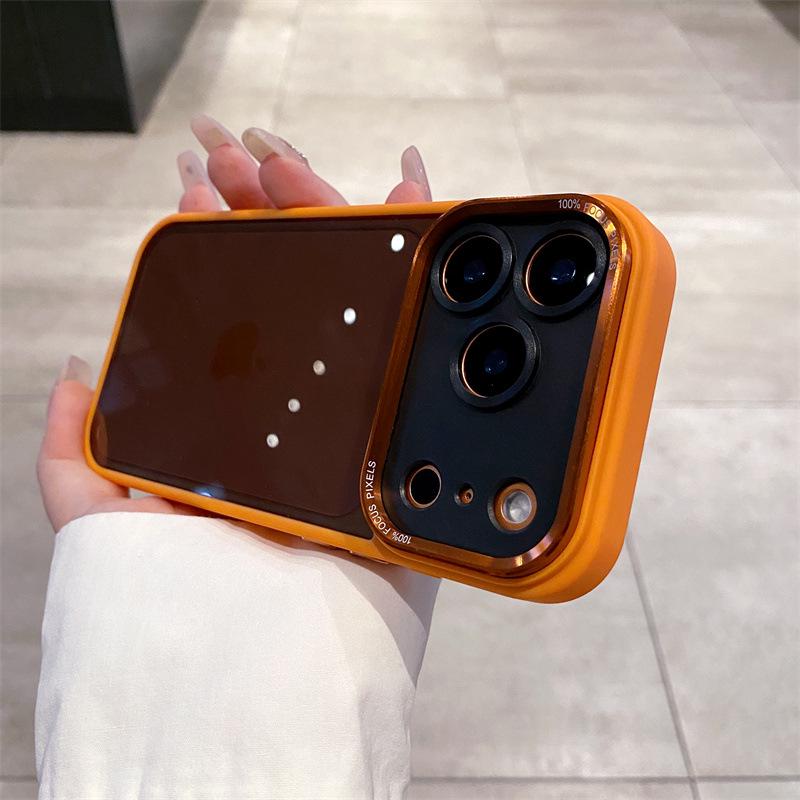 iPhone 11-15 Pro Max Electroplated Lens Solid Color Drop-Proof Case