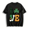 St. Patrick's Day LOVE Clover Pot of Gold Graphic Casual Top Pure Cotton T-shirt