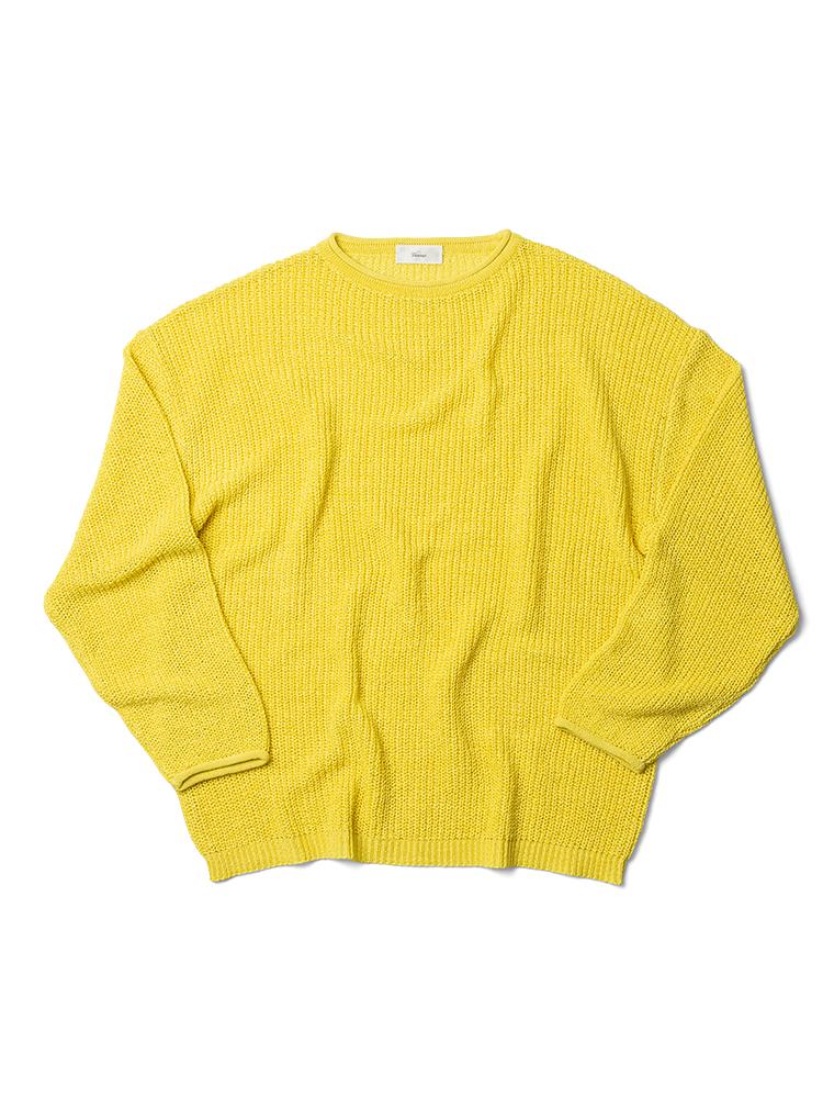 VERNO Half_Cardigan_Stitch Crewneck_Knit Yellow