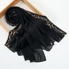 Woman Muslim Chiffon Hijab Scarf Ramadan Long Shawl Floral Embroidery Fashion Islam Solid Turban Headscarf Headwrap170*70cm