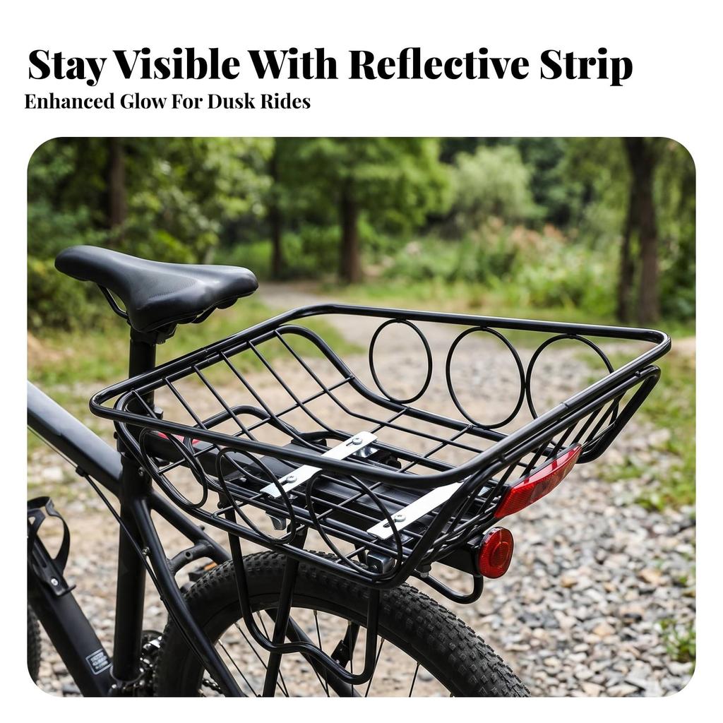 Rear Bike Basket with Mounting Hardware Spacious Cargo Carrier