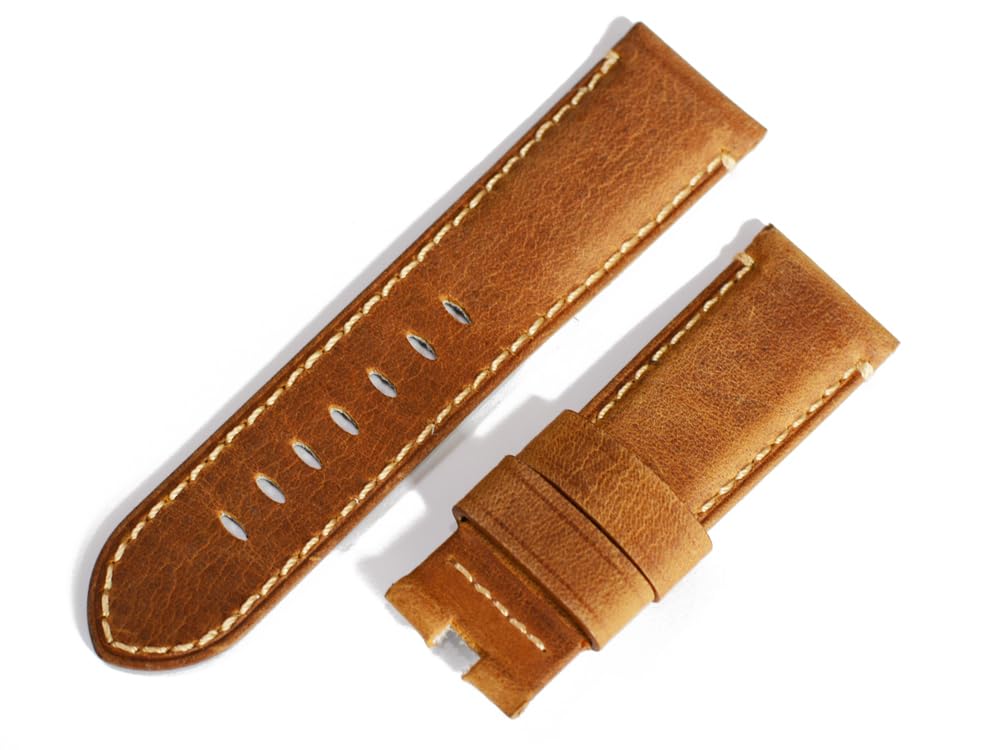 

King Watch Parts Совместимый с ремешком Panerai Кожа буйвола Светло-коричневый мм [Импортный оригинал] D-образная пряжка 24/22