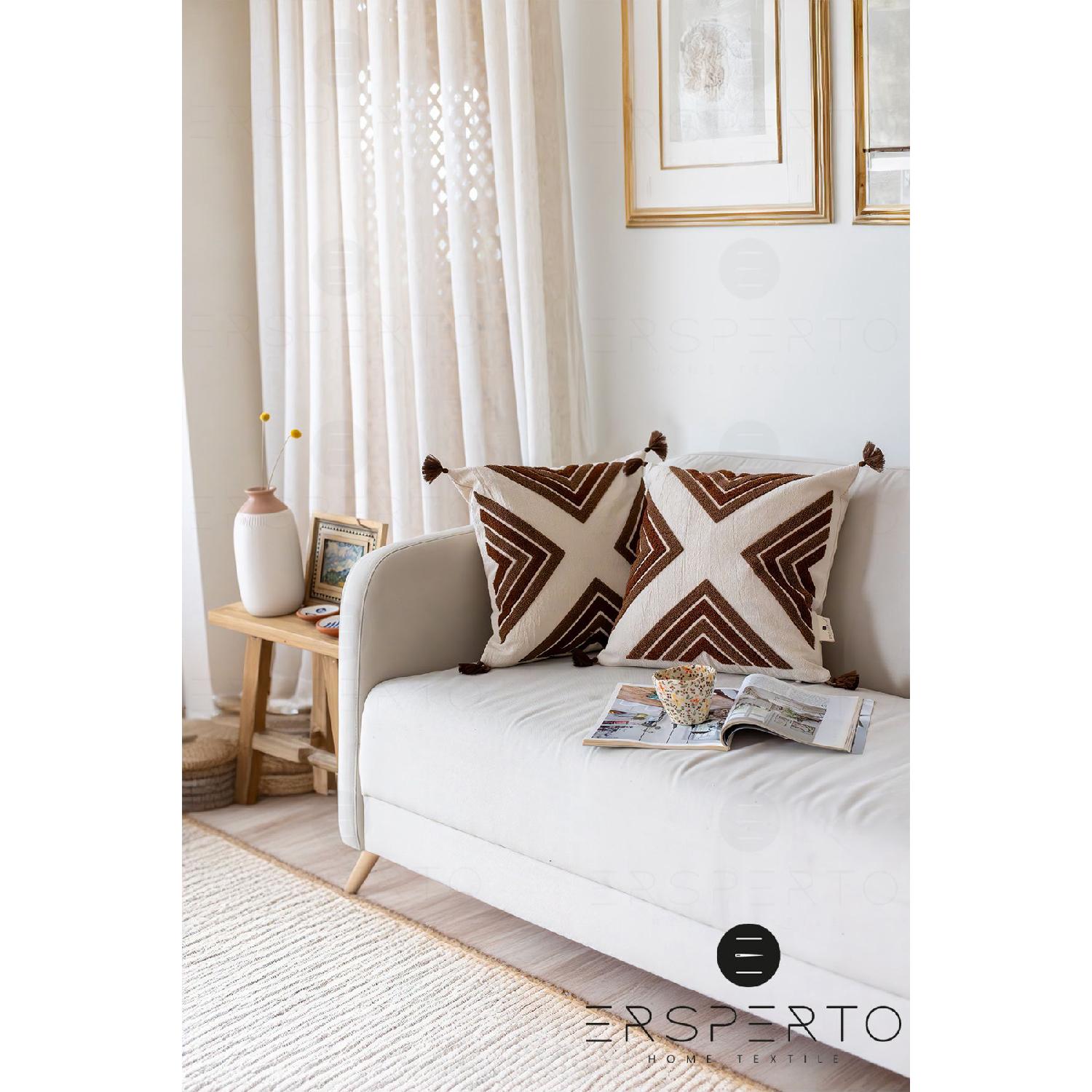 

Tasseled Decorative Single Linen Throw Pillow Case Pillow Case 43x43cm 1 Piece 43 x 43 коричневый