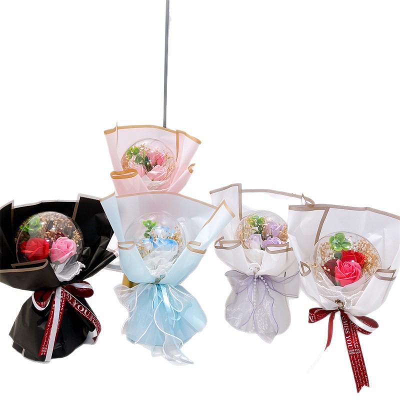 Cross-border Christmas Bobo Ball Soap Flower Gypsophila Dried Flower Spherical Bouquet Gift for Valentine’s Day