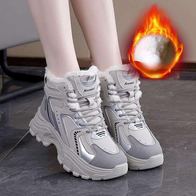 

Зимние Снежные Ботинки Повседневные Кроссовки на Платформе Женские Хлопковые Ботинки 40 серый