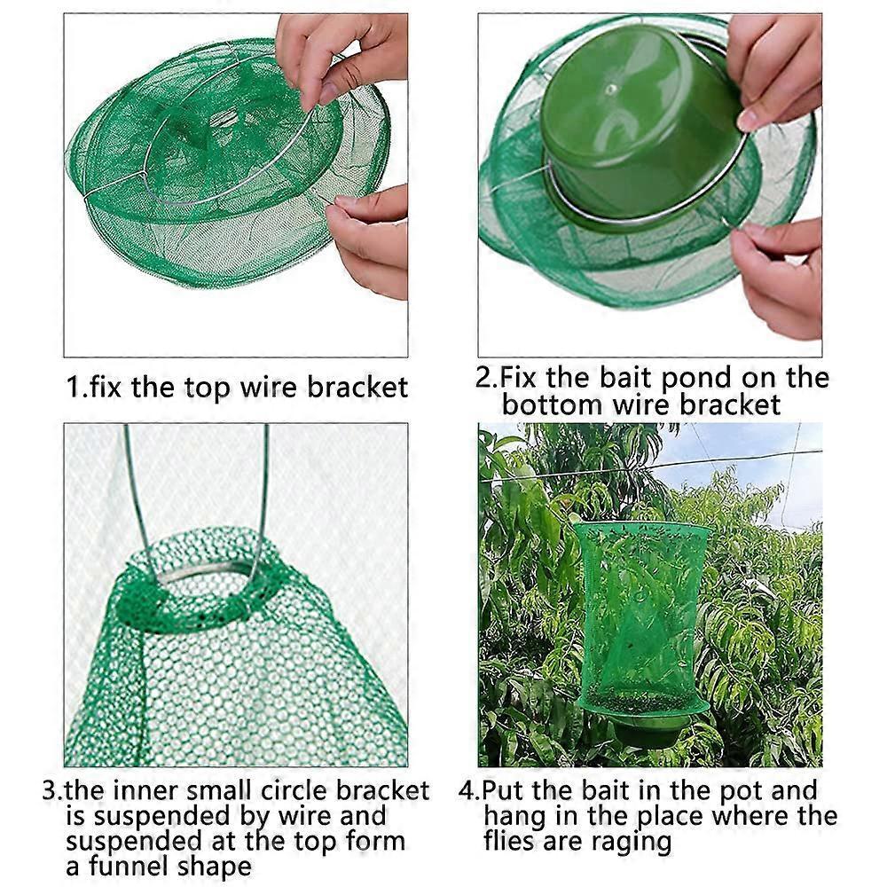 5 Pezzi Trappola per Mosche Insetti, Gabbia Rete Raccogli Mosche da Appendere per Ranch Pieghevole Riutilizzabile Trappola per Mosche per Giardino Esterno Fattorie Parchi