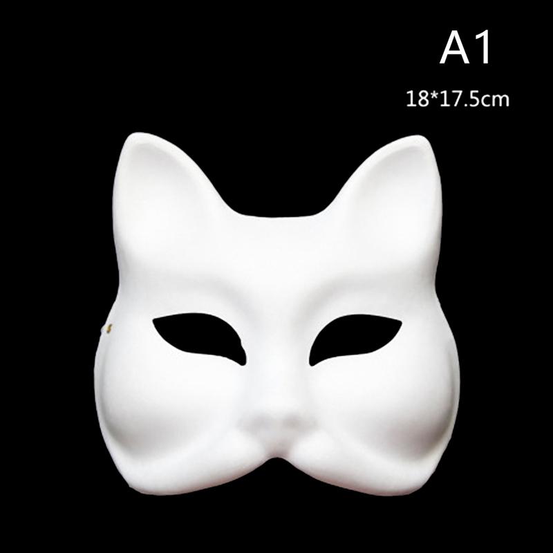 Anime Foxes Mask Japanese Cosplay Rave Håndmalt Anime Demon Slayer Half Face Cat Masks Halloween Dress Up Festival rekvisita