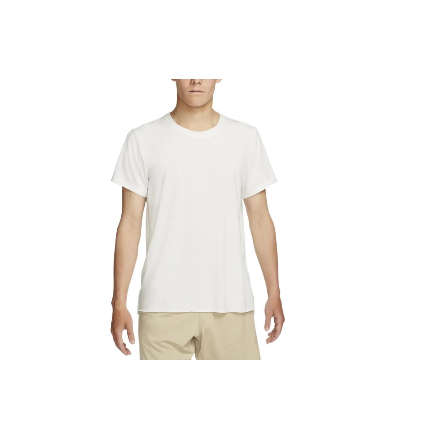 Men s Nike Yoga Dri-FIT Moisture Conduction Quick Dry Solid Color Round Neck Short Sleeve Light Grey T-Shirt DM7826-133 L