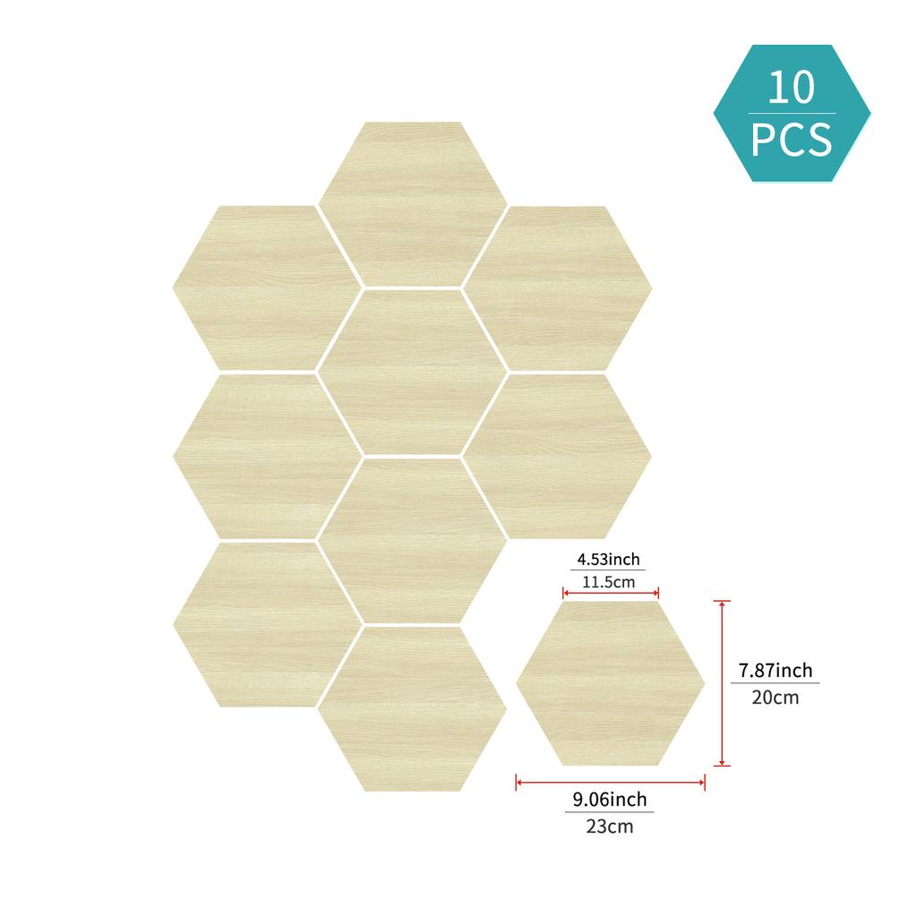 Hexagonal Wood Grain Foam Wall Sticker Kitchen Waterproof Oil-Proof Wallpaper Self-Adhesive Living Room Bathroom Thickened Tile Sticker
