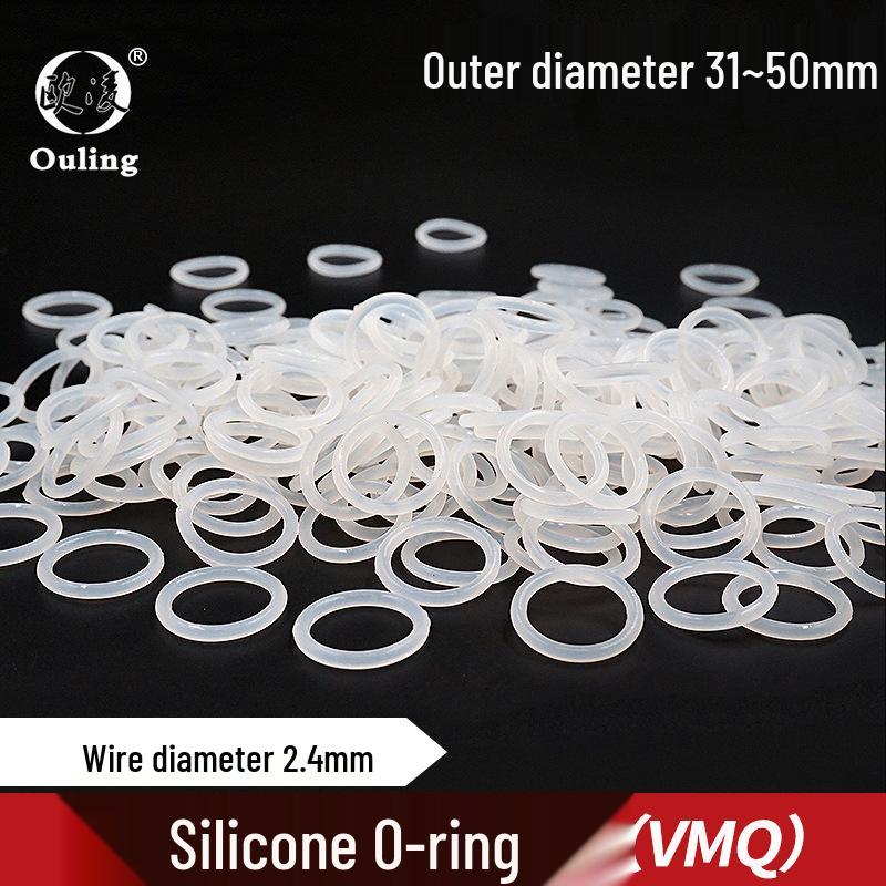 White Silicone O-Ring, Multiple Outer Diameters (31-50mm) with 2.4mm Thickness 31mm OD (5 pcs) White Silicone O-Rings