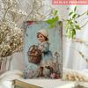 2D Flat, 1pc Vintage Metal Wall Sign - Little Girl with Toys Rustic Farmhouse Decor, 8x12 Inch Iron Country Charm Art