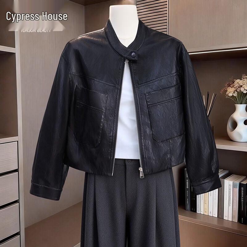 Women s Stylish Solid Color Round Neck Short Jacket S