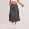 Women's Casual Long Cargo Skirt with Drawstring Waist and Pockets Lightweight Comfortable Workwear Style Skirt for Everyday Use