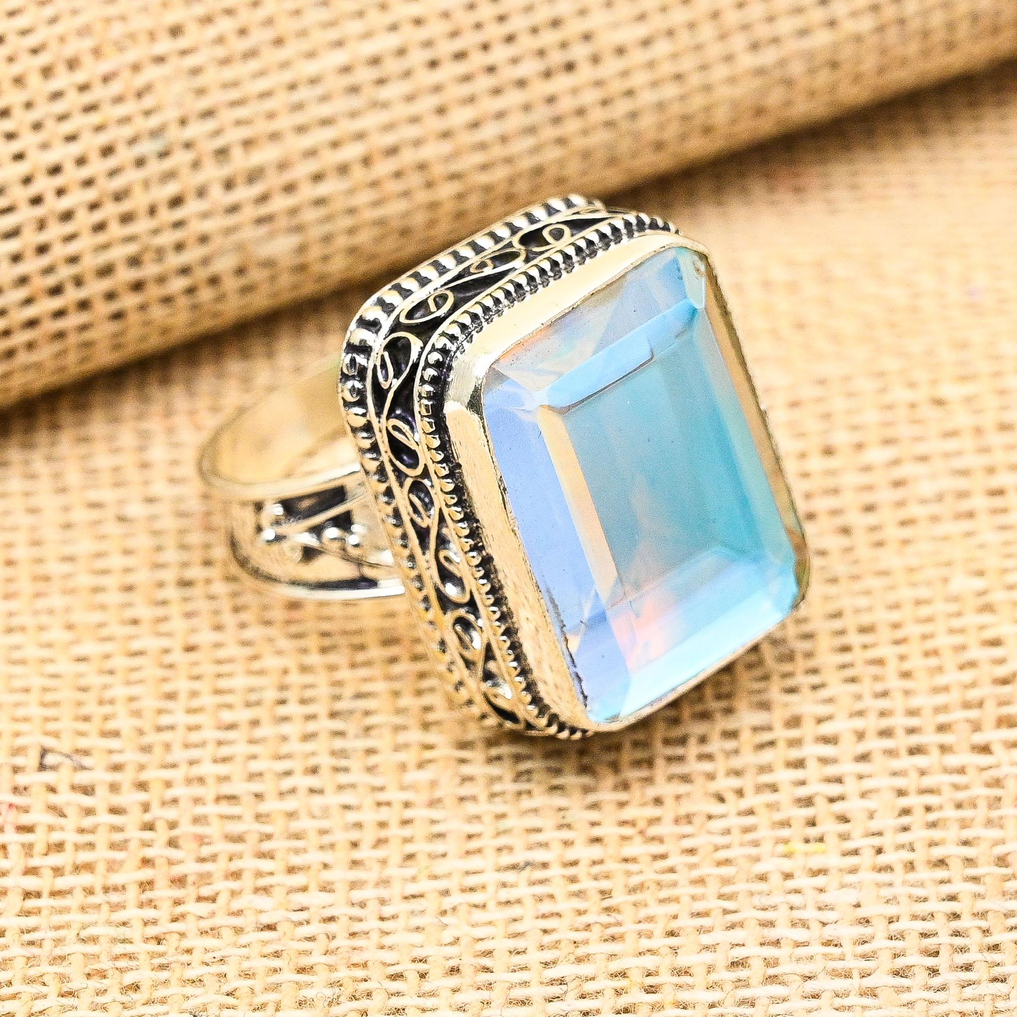 

Замечательный драгоценный камень мистический топаз ручной работы из твердого серебра 925 пробы, ювелирные изделия в виде кольца 11.5 белый