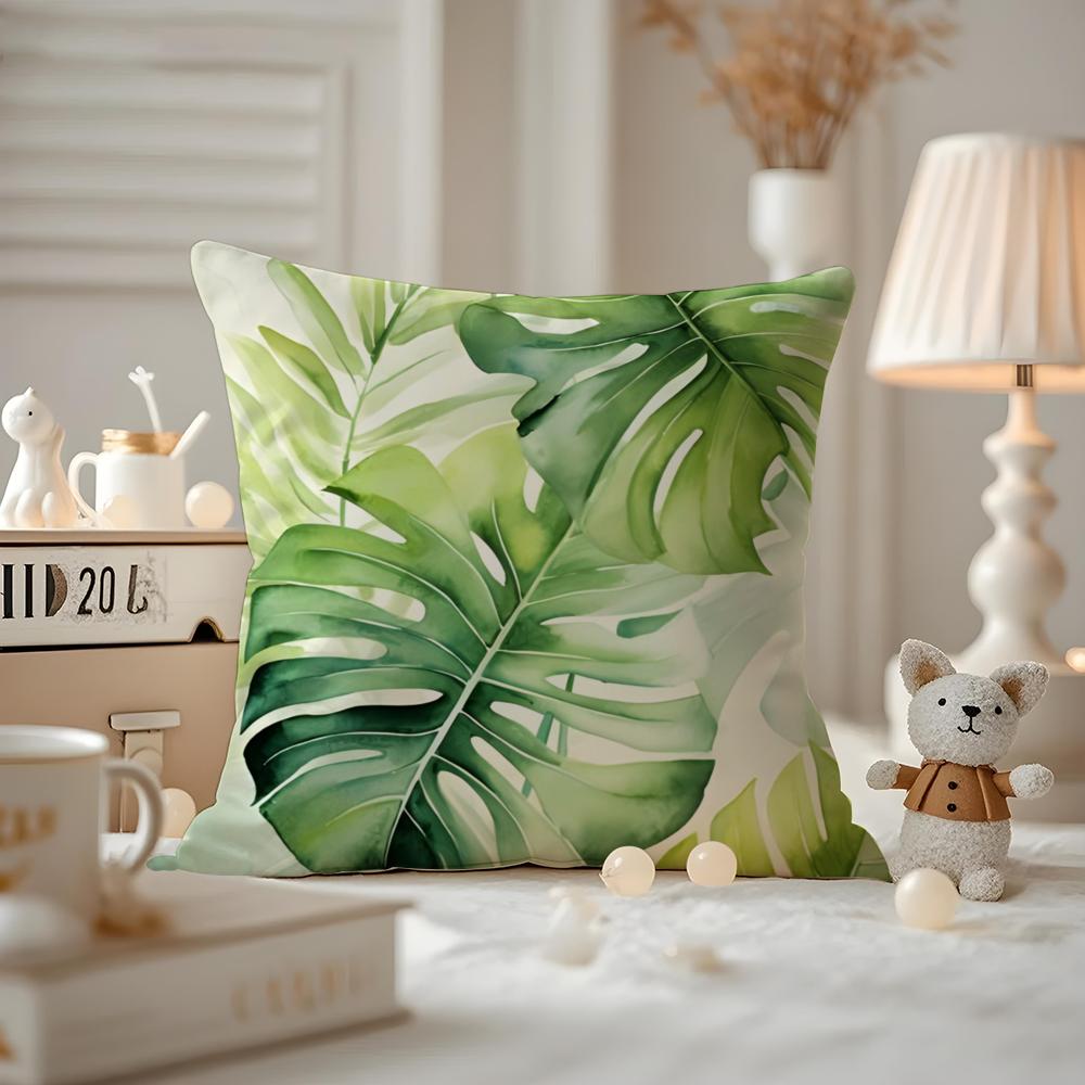 Cool Summer Prints Cushion Cover Anti-dustmite Pillowcase Invisible Zipper Silky Short Plush Sofa Cushion Cover