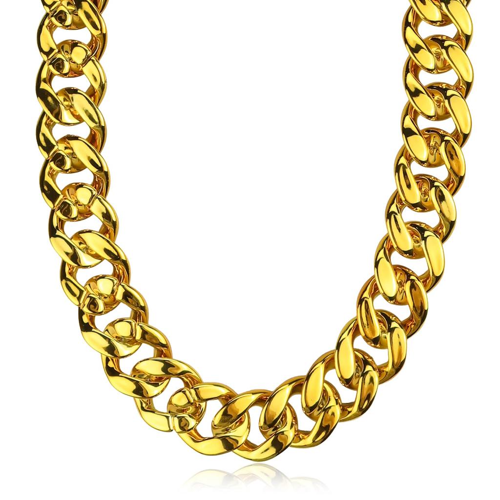 Thug Life Gold Chain Gold Oversized Gold Plastic Fake Gold Punk Punk Elements Gold Hip Hop Costume Net Red Prop Length Necklace, Necklace, Necklace,