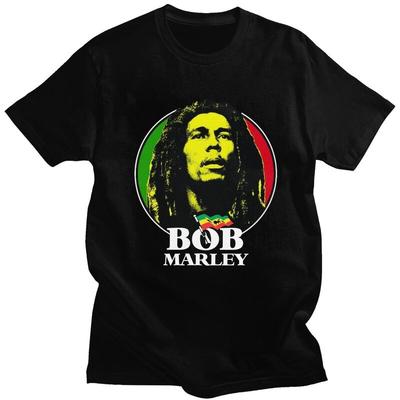 Custom Mens Reggae Rock Bob Marley T Shirt ShortSleeve Cotton Tshirt Tshirt Leisure Tees Loose Fit Clothing