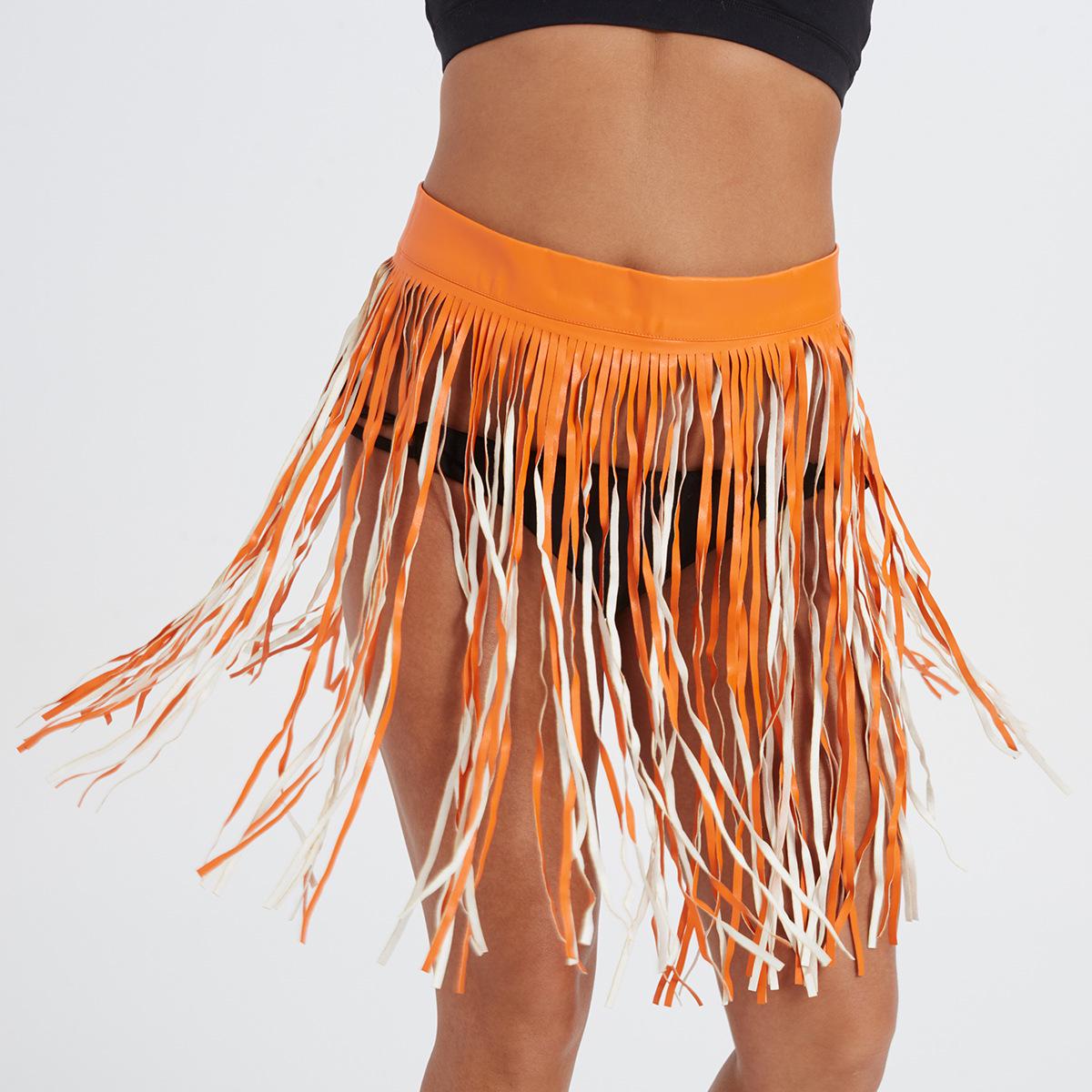 

Женская юбка для танцев из искусственной кожи с кисточками в европейском и американском стиле - сексуальная, модная юбка для ночного клуба