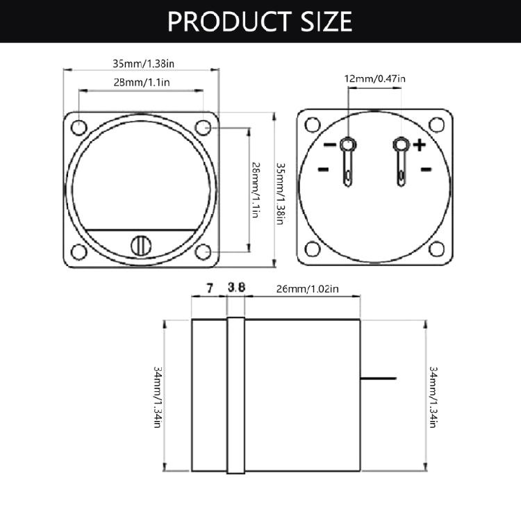 VU Meter 500uA 630Ohm 34mm Diameter with Back Light 28mmx28mm Installation for Amplifiers Tuning