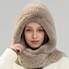 Rex Rabbit Fur Hat Scarf Integrated Snow Cap Winter Warm Ear Protection Shawl Windproof Cap Outdoor Men's and Women's
