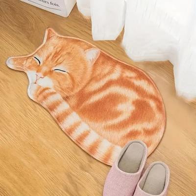 Tapete Fofo de Pelo de Gato Decoração para Casa, Macio e Resistente à Sujeira, Tapete de Chão Antiderrapante para Banheiro, Tapete de Cozinha de Secagem Rápida