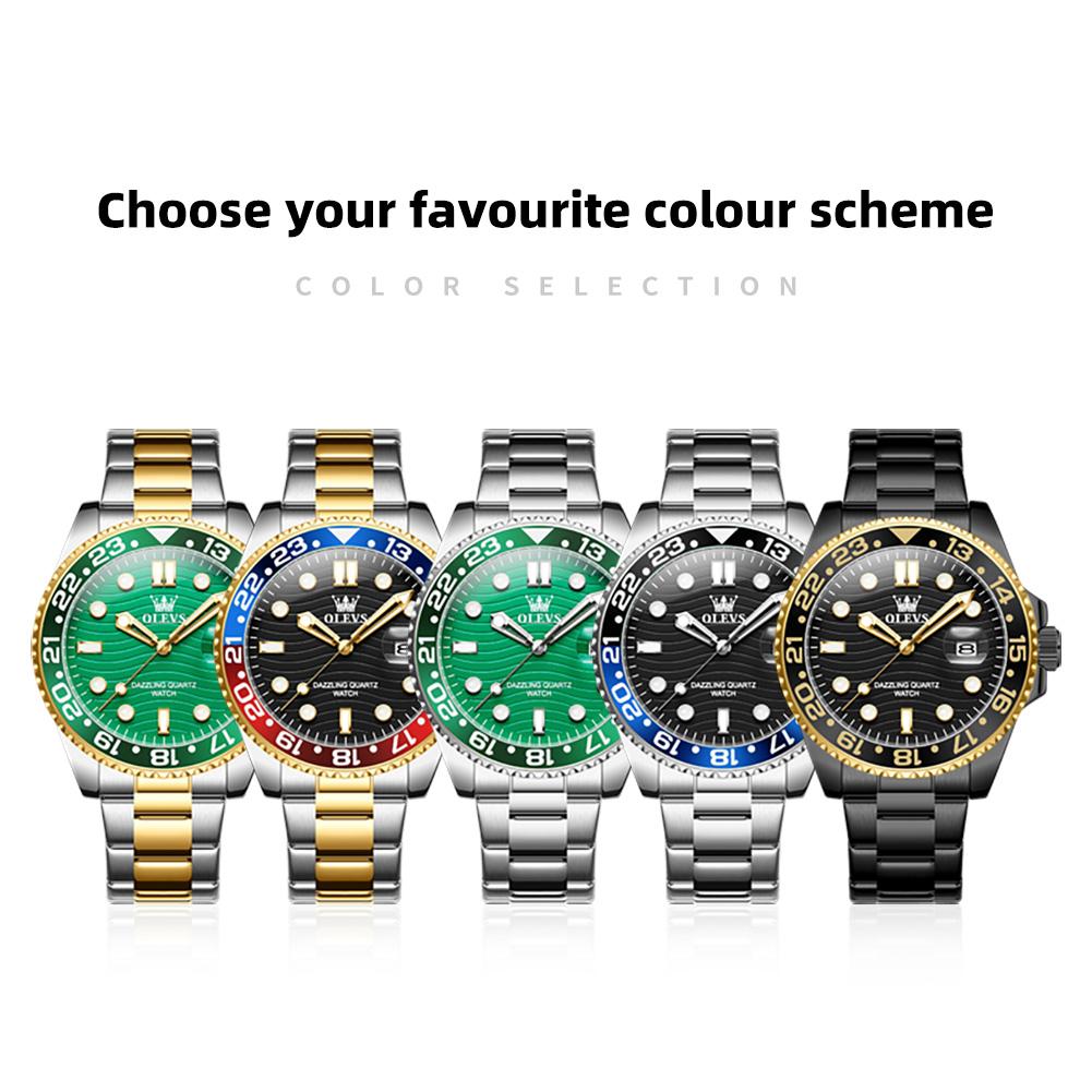 OLEVS 3610 Mens Watch Stainless Steel Date Quartz Watch Waterproof Luminous Sports Watches Man Box Gifts Original Reloj