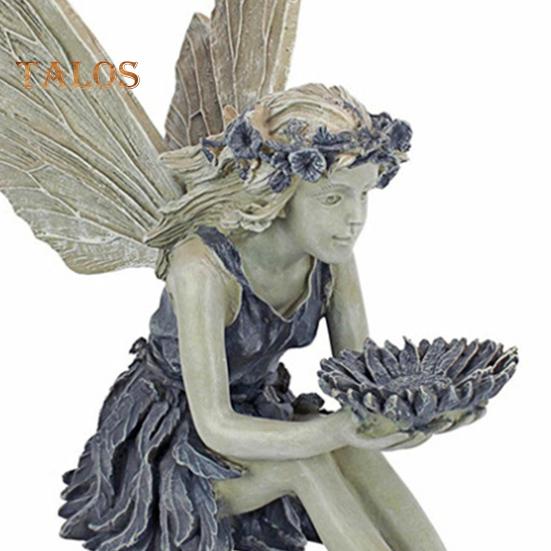 Hagefugl Mater Resin Statue Utendørs Terrasse Gård Plen Frittstående Eventyr Trehus Dyreskulptur Ornament Fuglebad Skål Vanning Fôring