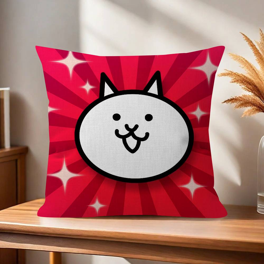 Game BBattle Cats Anime  Cushion Cover Inches Farmhouse Decor Home Throw Pillow Covers for Couch Decorations