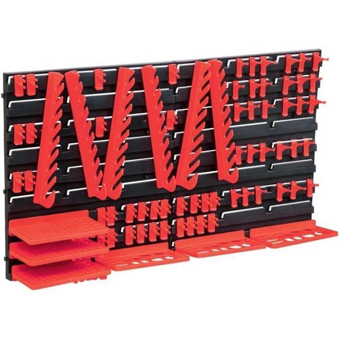 Kit de stockage avec panneaux muraux - vidaXL - 71 pcs - Rouge et noir - Plastique - Extensible