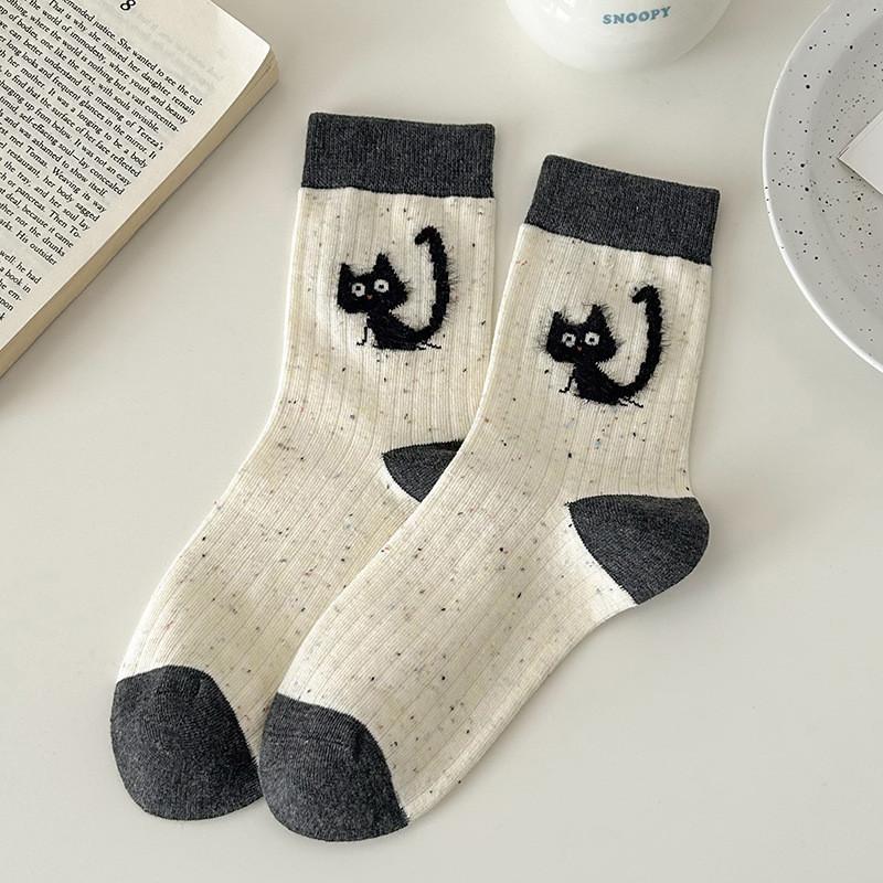 

Новые идеи для осени и зимы из 24 пряжи носков для детей в мультяшном сером стиле плюшевые милые длинные хлопковые носки-трубы One size fits all белый