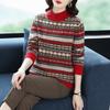 Women's Jacquard Pure Wool Sweater - Thickened Half-High Collar, Long Sleeve, Loose Knit - Autumn/Winter Fashion