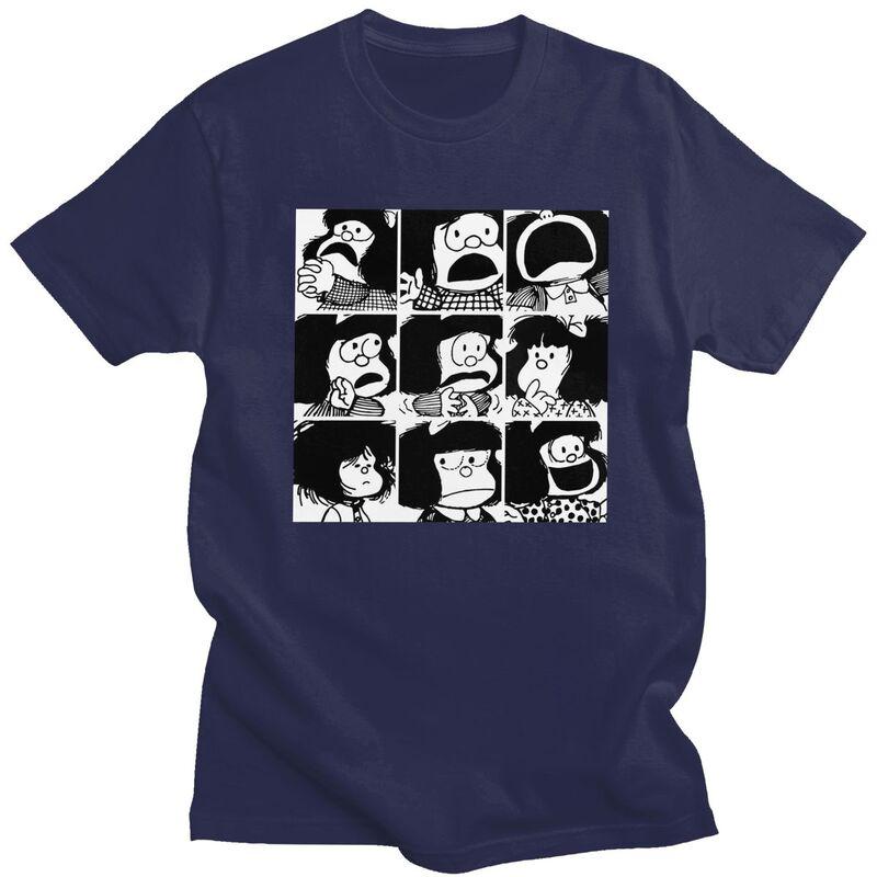 Custom Quino Comic Cartoon Mafalda T Shirts for Men Pure Cotton Tees Tshirt ShortSleeve Fashion Tshirt