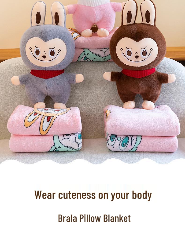 Cartoon Plush Toy & Air Conditioning Blanket - Cute Labbub 2-in-1 Pillow