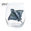 Beach House Kitchen Decor Marine Animal Theme Clear Glass Tumbler, Handcrafted Painted Glassware, Artistic Nautical Decorative Cup Creative