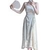 Chinese Ink Bamboo Print Spaghetti Strap Fairy Mori Girl Slimming Summer Dress