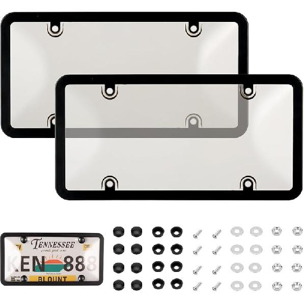 License Plate Cover & Frames, 2 Pack Clear License Plate Protector, ABS Car Plate Cover, Fit Any Standard US Plates
