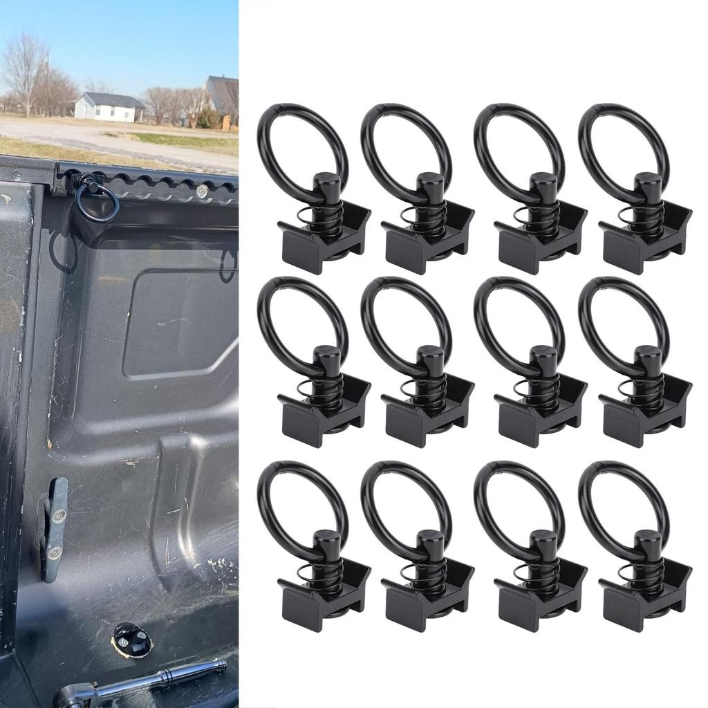 Jiawu 12 Pack Single Stud Fittings, L Track Tie Down O-Rings, 4000 Lbs Breaking