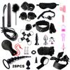 Fetish BDSM Kit Set Sex Toy Handcuffs for Woman Adult Supplies Handcuffs Whip Anal Plug Vibrator Bondage Rope Sexual Sexy Game