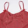 European & American Spicy Girl Lace Patchwork Camisole Dress with Plaid Color Block, Bow, and Ruffle Hem Short Skirt.