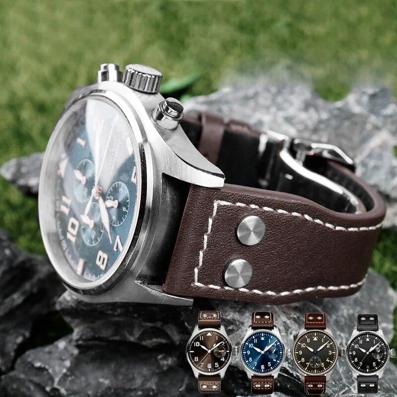 Pilot Chronograph Iwc 21mm Watch Strap High Quality Genuine