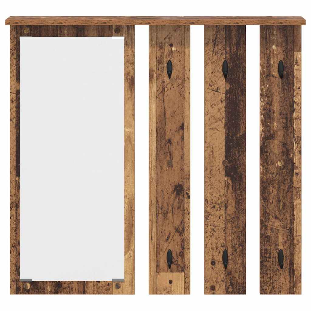 Wall Mounted Coat Rack with Shelf Reclaimed Wood Look 84 x 10 x 80 cm