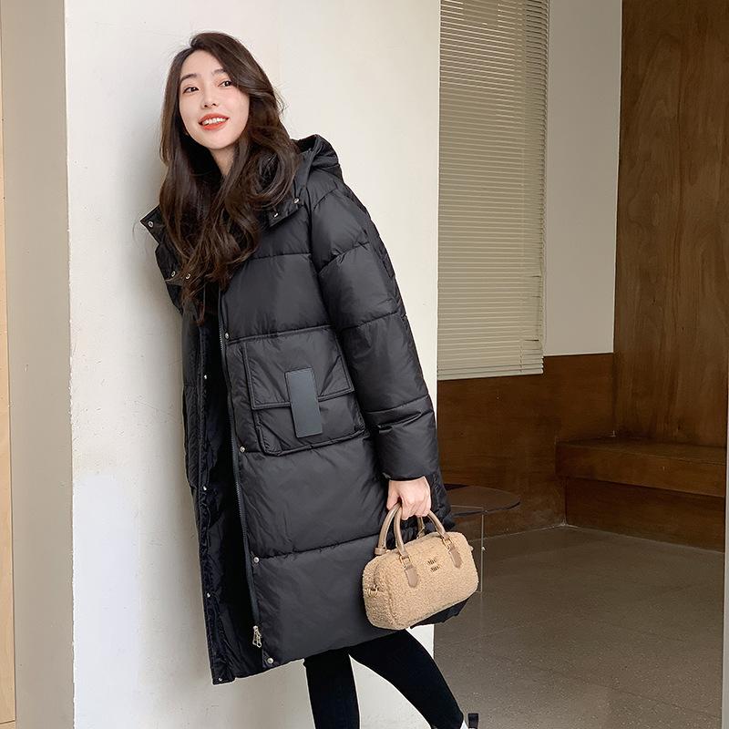 

Женская средняя и длинная хлопковая одежда, зимние новые черно-золотые внутренние теплые хлопковые куртки, женская хлопковая одежда M чёрный